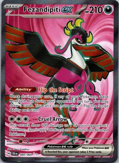 Fezandipiti ex 084/064 Shrouded Fable Holo Pokémon Card NM front