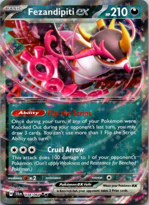 Fezandipiti ex 038/064 Shrouded Fable Holo Pokémon Card NM front