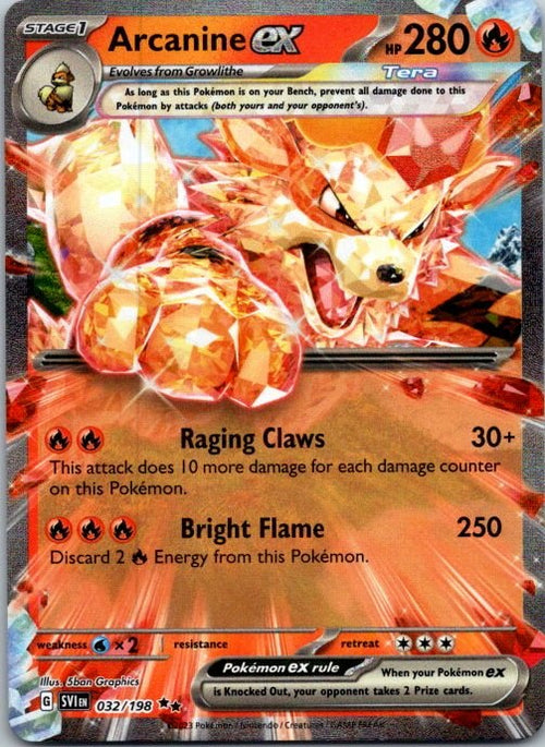 Arcanine ex 032/198 Scarlet & Violet Holo Pokémon Card NM front