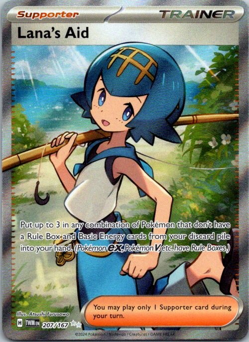 Lana's Aid 207/167 Twilight Masquerade Holo Pokémon Card NM front