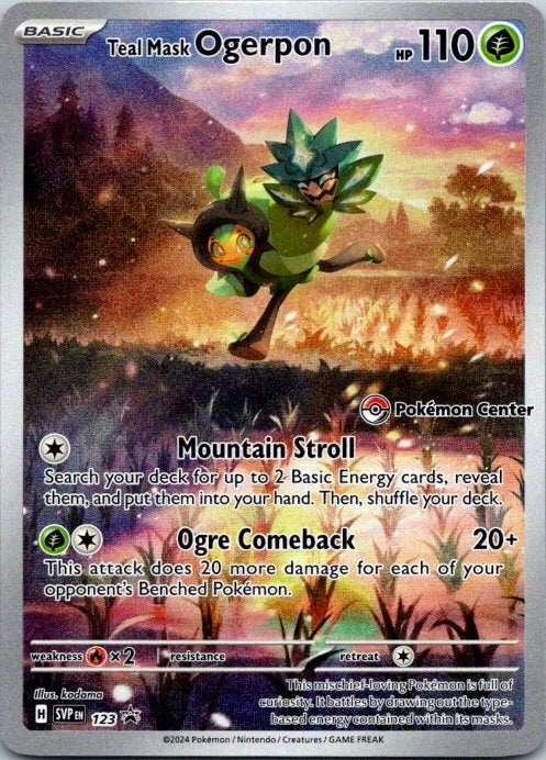 Teal Mask Ogerpon 123 SV Black Star Promo Pokémon Center Stamp Holo Pokémon Card NM