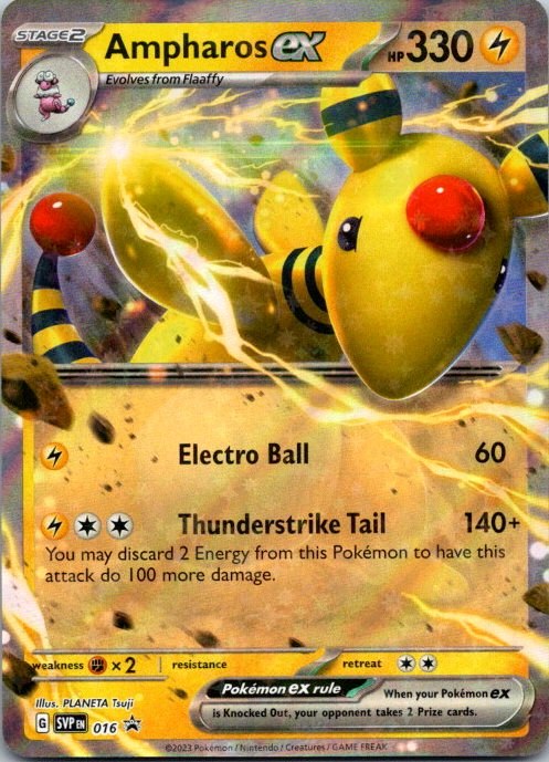 Ampharos ex 016 SV Black Star Promo Holo Pokémon Card NM front
