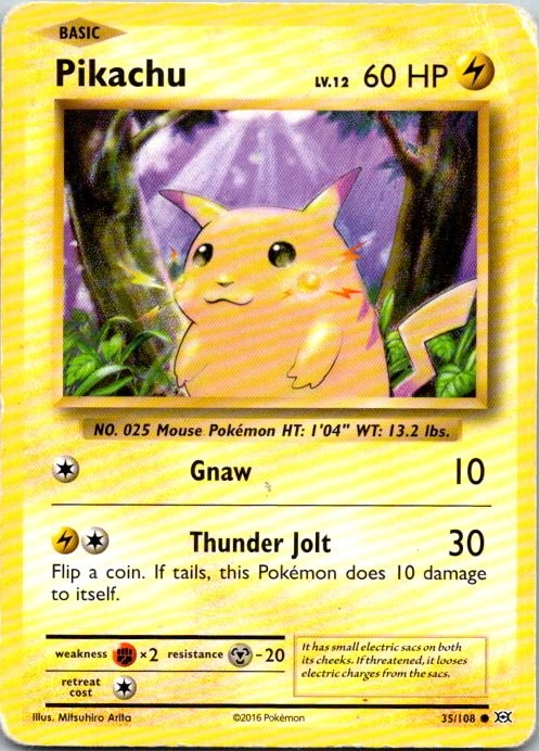 Pikachu 35/108 Evolutions Reverse Holo Pokémon Card NM front
