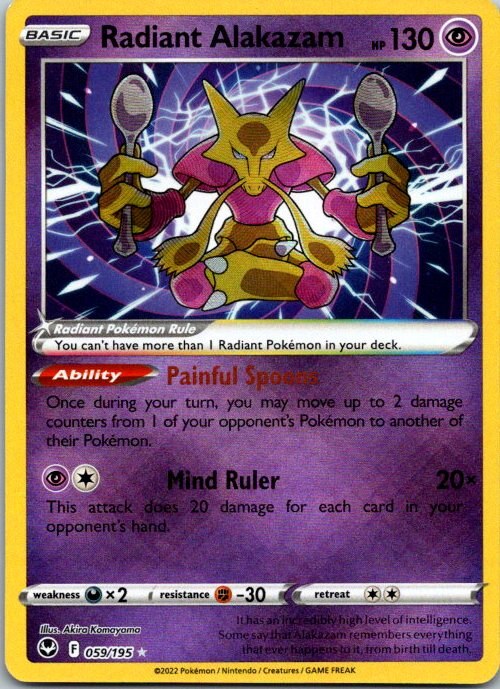 Radiant Alakazam 059/195 Silver Tempest Holo Pokémon Card NM front