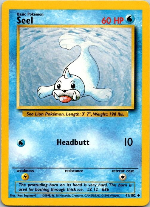 Seel 41/102 Base Set Pokémon Card NM front