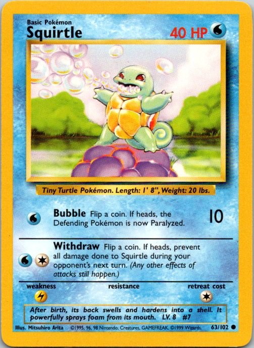 Squirtle 63/102 Base Set Pokémon Card NM front