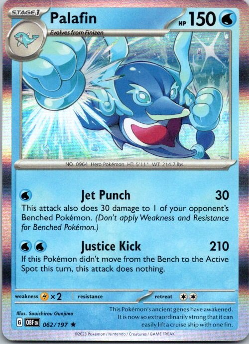 Palafin 062/197 Obsidian Flames Holo Pokémon Card NM front