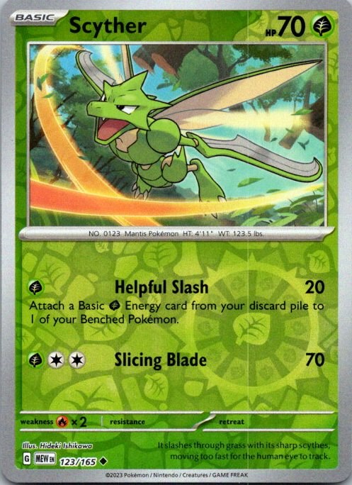 Scyther 123/165 Scarlet & Violet 151 Reverse Holo Pokémon Card NM front