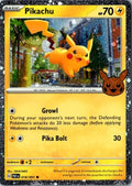 Pikachu 018/091 Paldean Fates Trick or Trade 2024 Stamped Holo Pokémon Card NM front