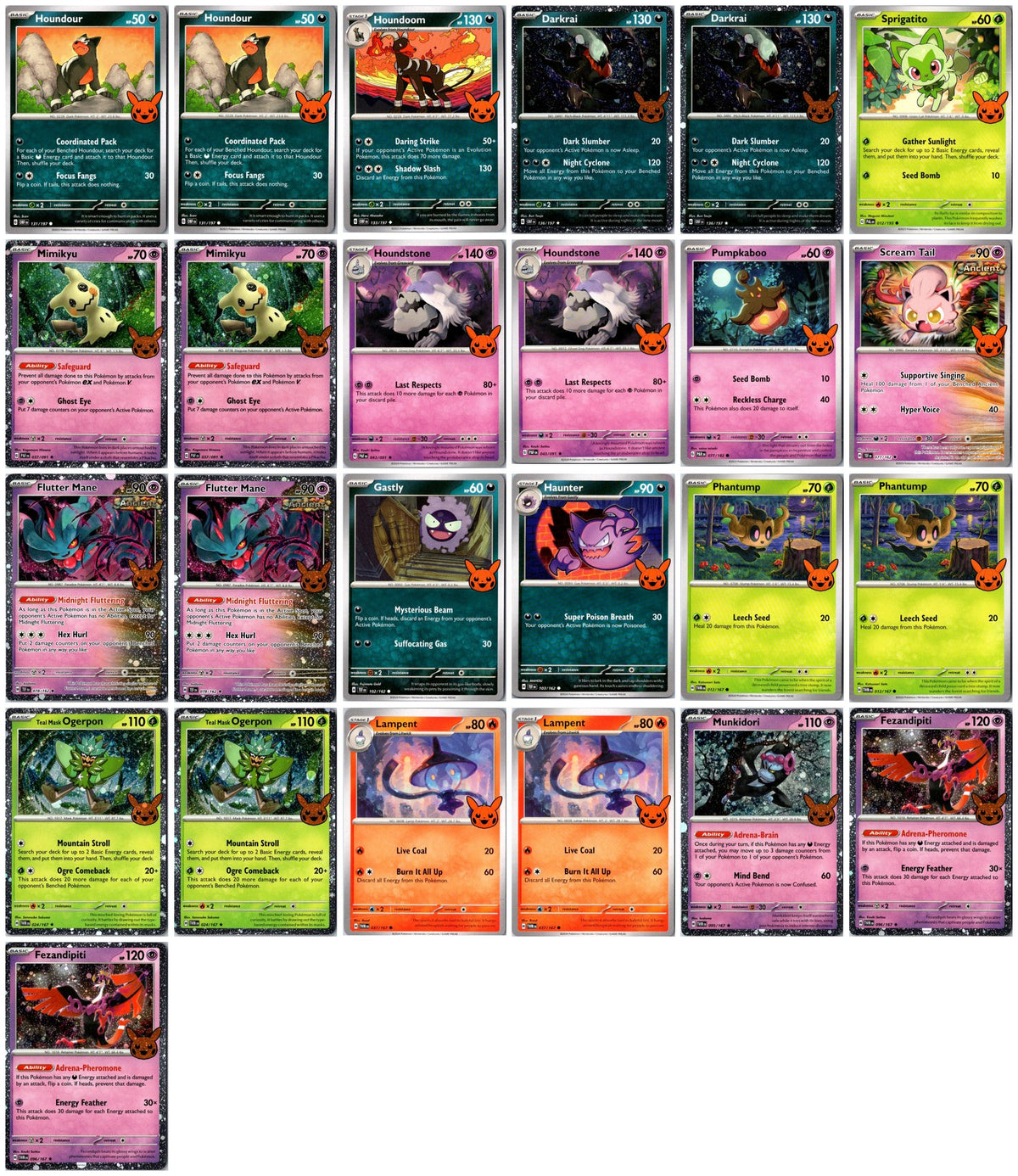 Trick or Trade 2024 Halloween Stamped Pokémon Card Lot – 25 Cards NM
