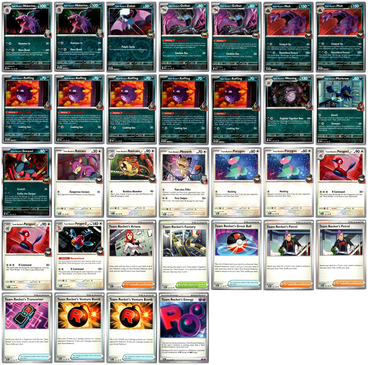 Team Rocket's Pokémon Card Lot #2 – 32 Cards NM