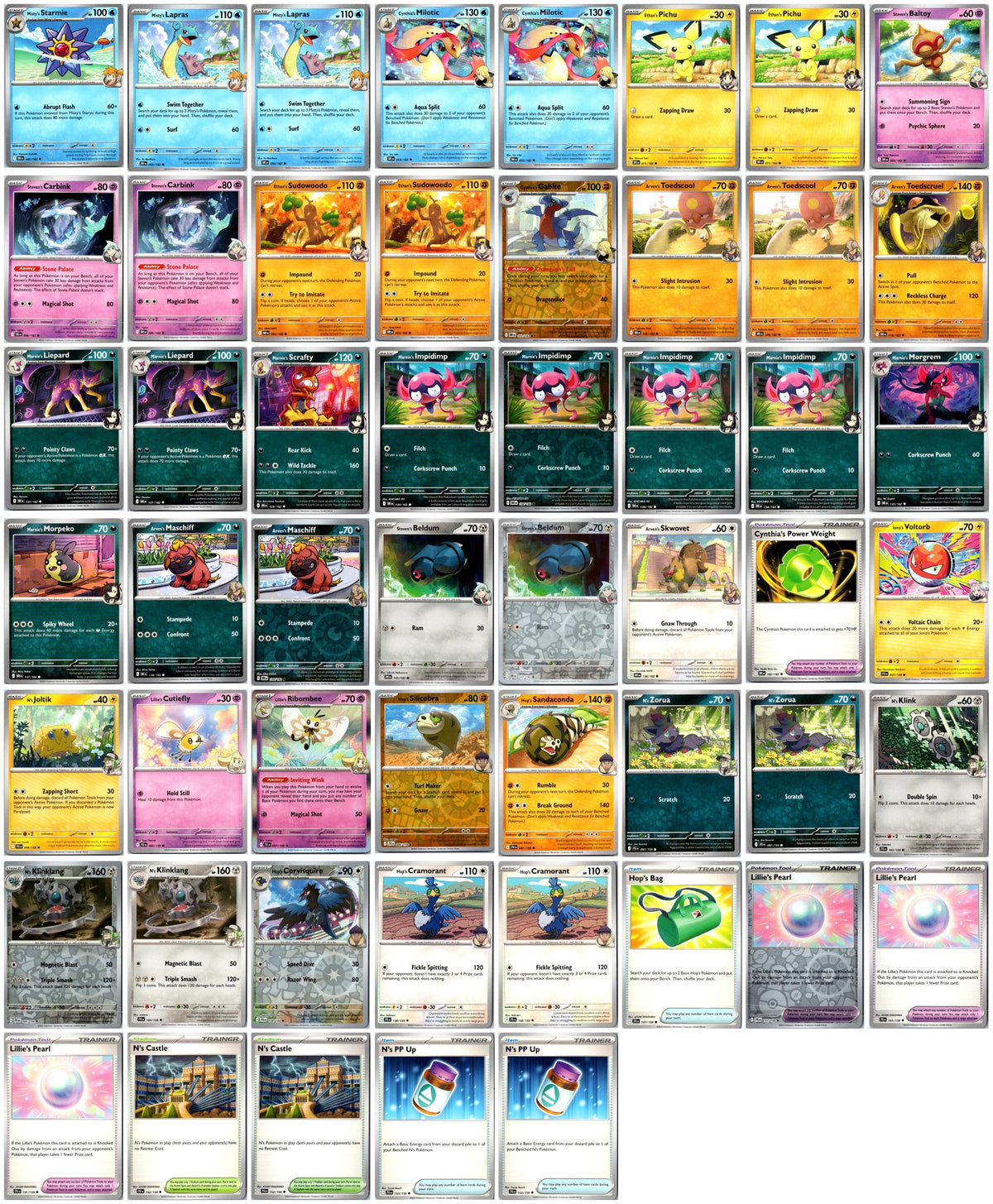 Trainer's Pokémon Card Lot (Marnie, N, Cynthia, Iono & more) #2 – 53 Cards NM