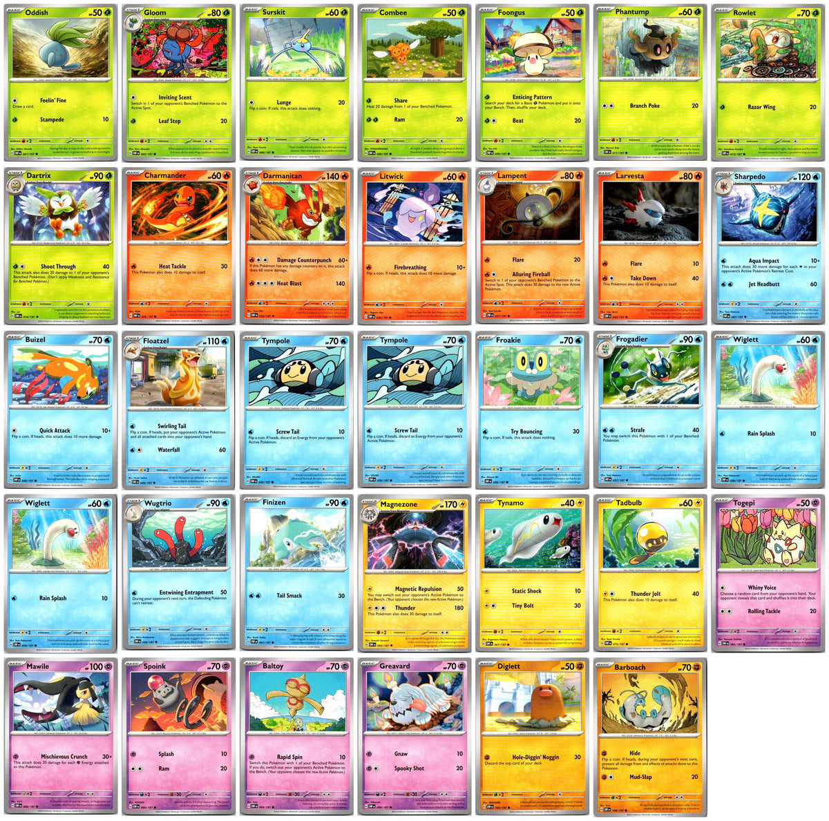 Obsidian Flames Pokémon Card Lot – Commons & Uncommons #1 – 34 Cards NM