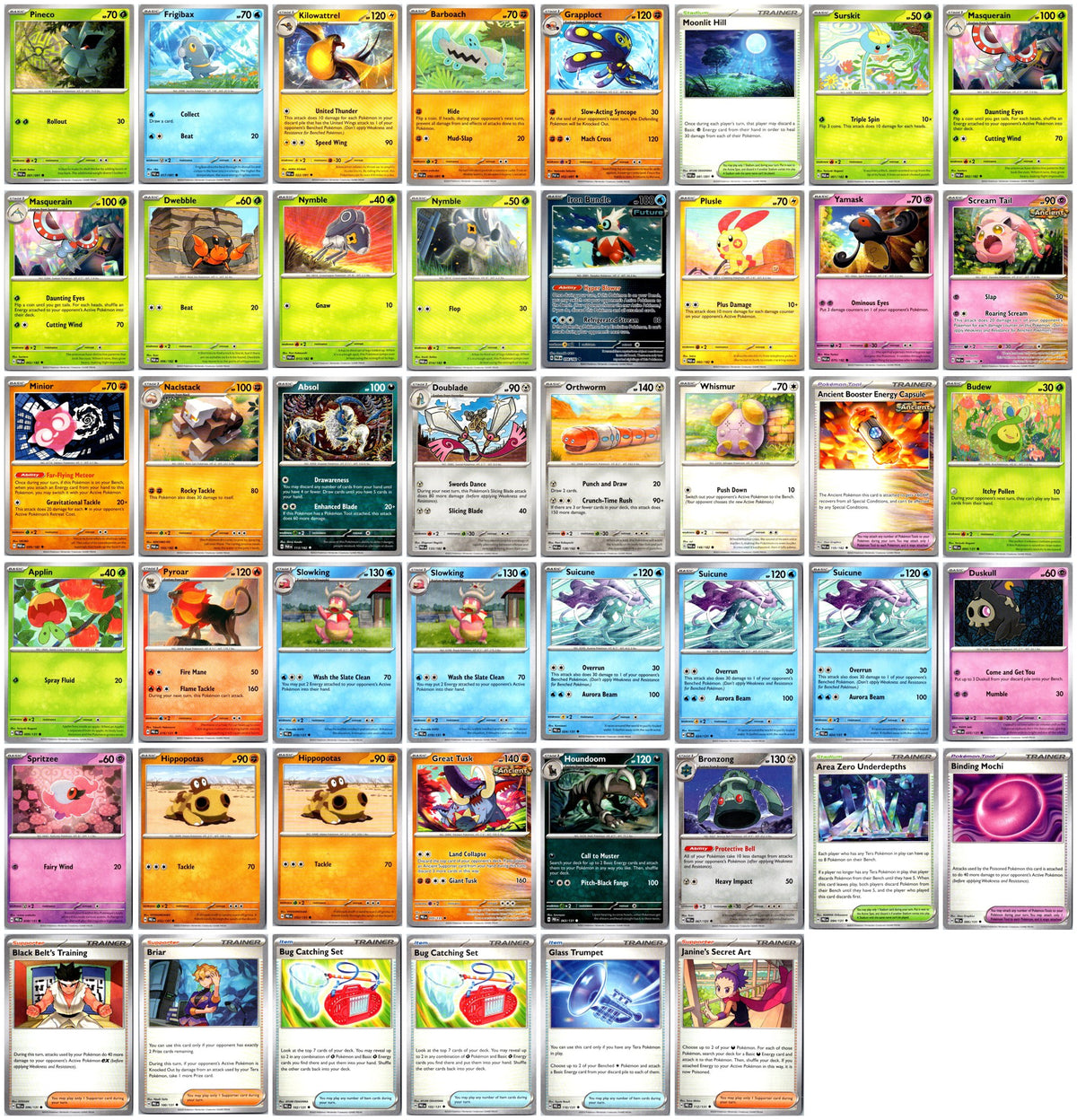 Scarlet & Violet Era Mixed Sets Pokémon Card Lot – Commons & Uncommons #1 – 46 Cards NM