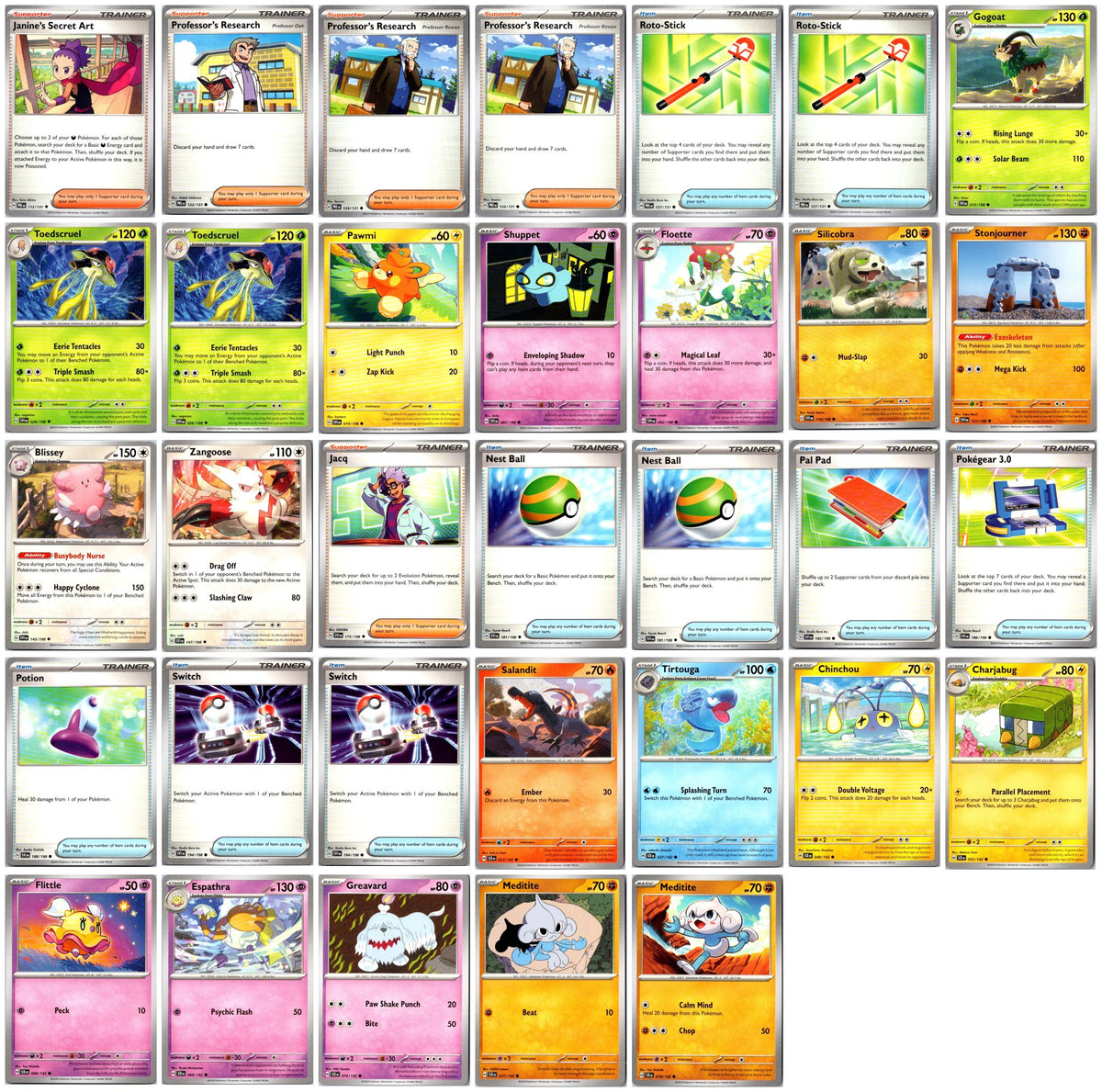 Scarlet & Violet Era Mixed Sets Pokémon Card Lot – Commons & Uncommons #2 – 33 Cards NM