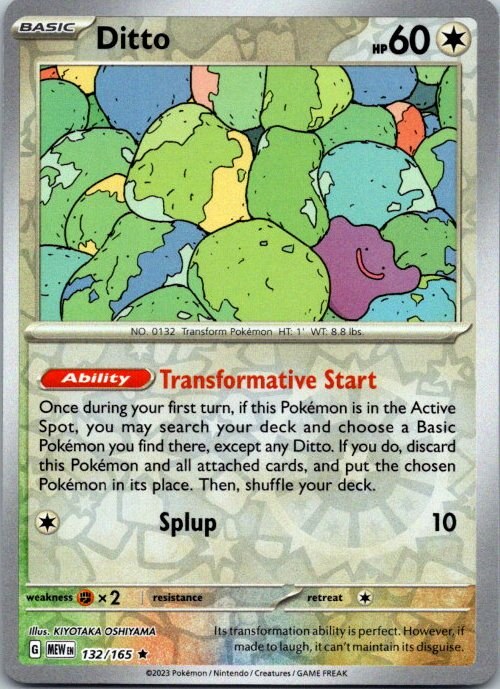 Ditto 132/165 Scarlet & Violet 151 Reverse Holo Pokémon Card NM front