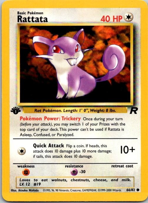 Rattata 66/82 Team Rocket 1st Edition Pokémon Card NM front