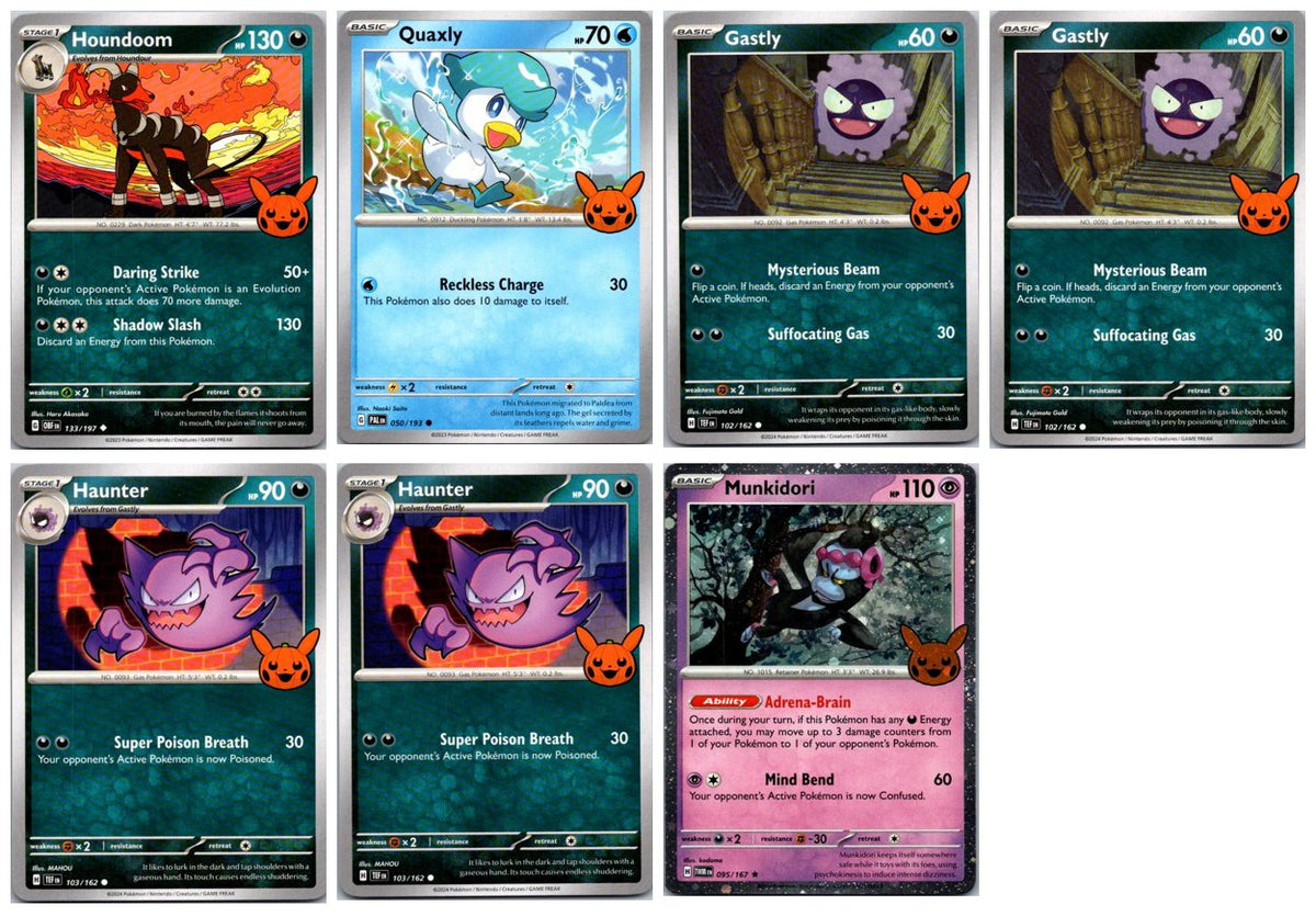 Trick or Trade 2024 Halloween Stamped Pokémon Card Lot – 7 Cards NM