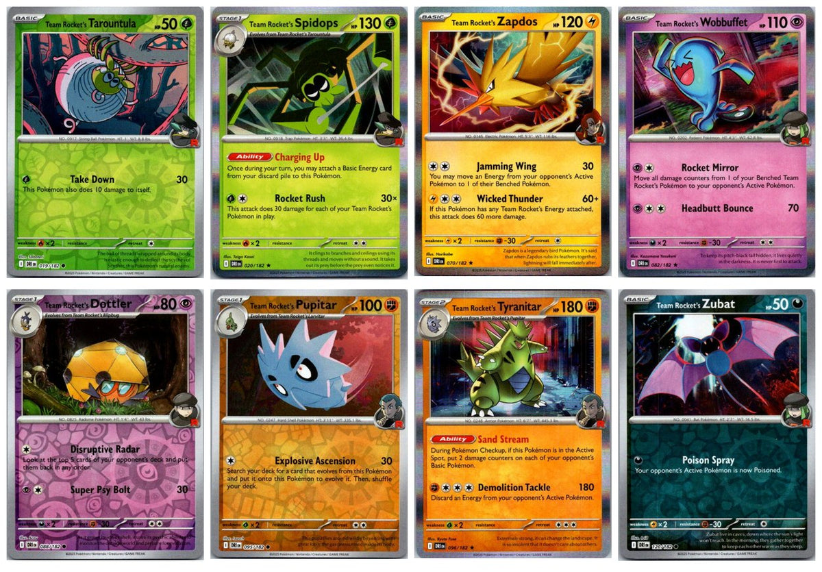 Team Rocket's Pokémon Card Lot – 8 Cards NM
