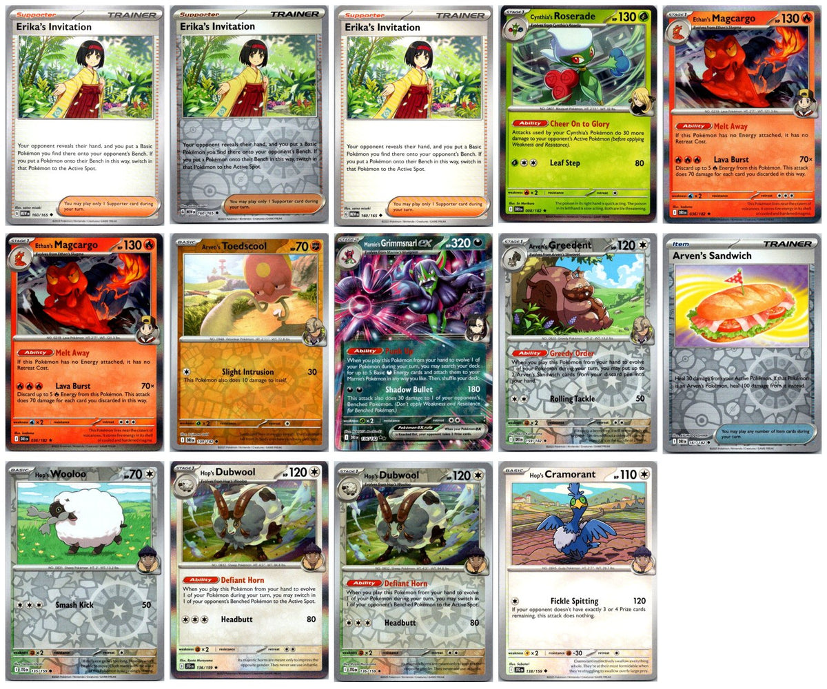 Trainer's Pokémon Card Lot (Ethan, Arven, Hop, Cynthia & more) – 14 Cards NM