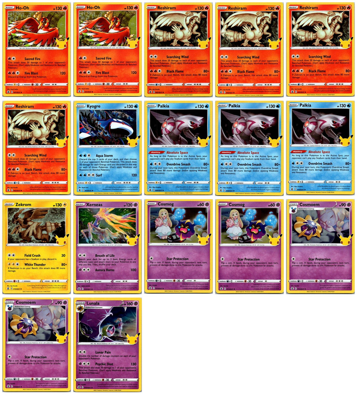 Celebrations 25th Anniversary Holo Pokémon Card Lot #1 – 17 Cards NM