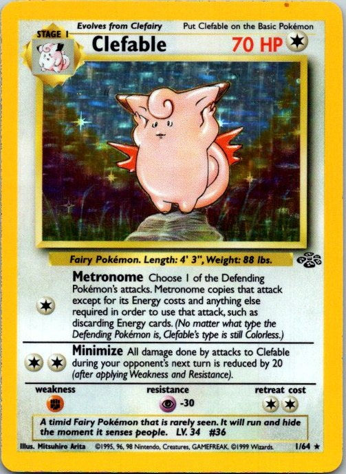 Clefable 1/64 Jungle Holo Pokémon Card NM front