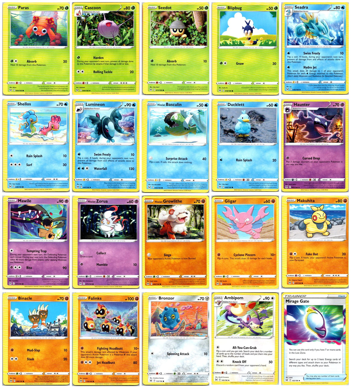 Lost Origin Pokémon Card Lot – 20 Cards (Commons, Uncommons & Reverse Holos) NM