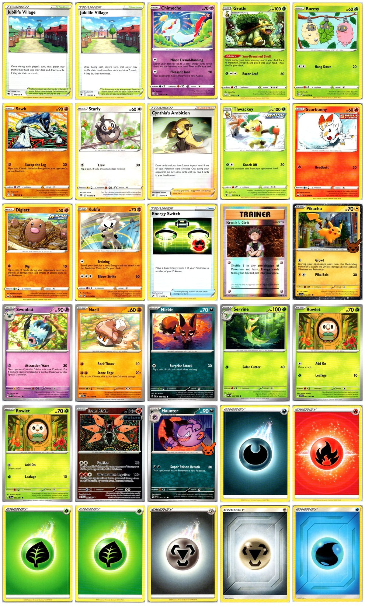 Mixed English Sets Pokémon Card Lot – 30 Cards (Commons, Uncommons & Reverse Holos) NM
