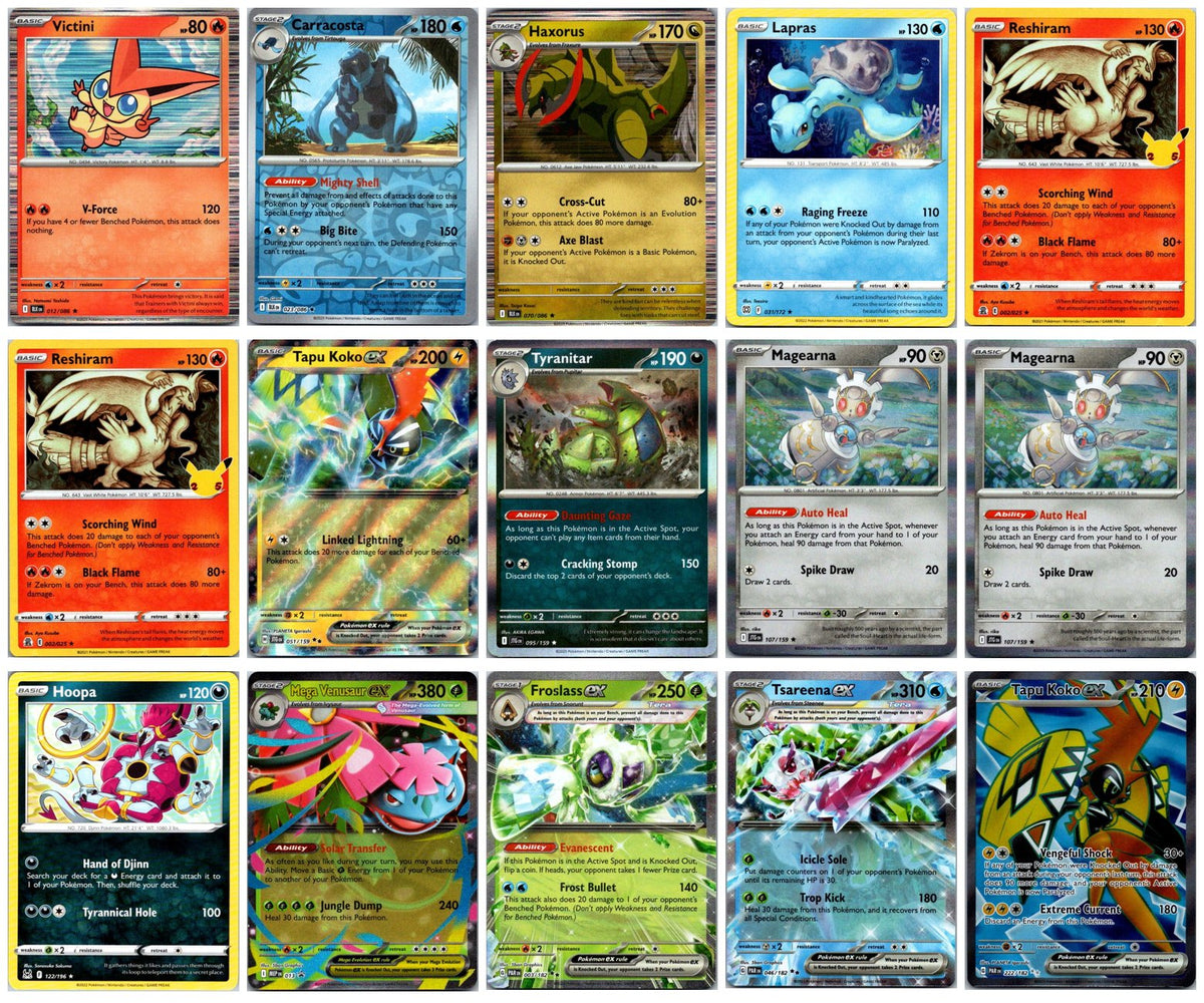Mixed English Sets Pokémon Card Lot – 15 Cards (Holo Rares, ex & Promos) #1 NM