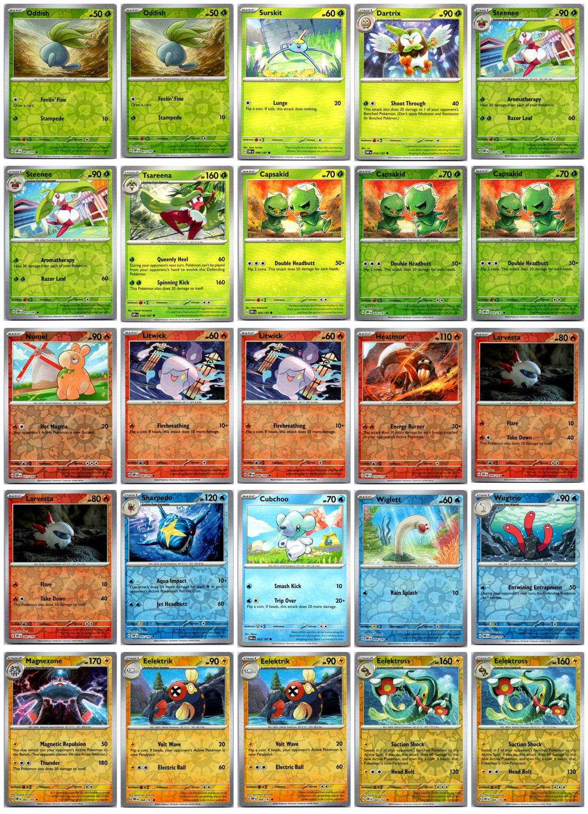 Obsidian Flames Pokémon Card Lot – 25 Cards (Commons, Uncommons & Reverse Holos) #1 NM