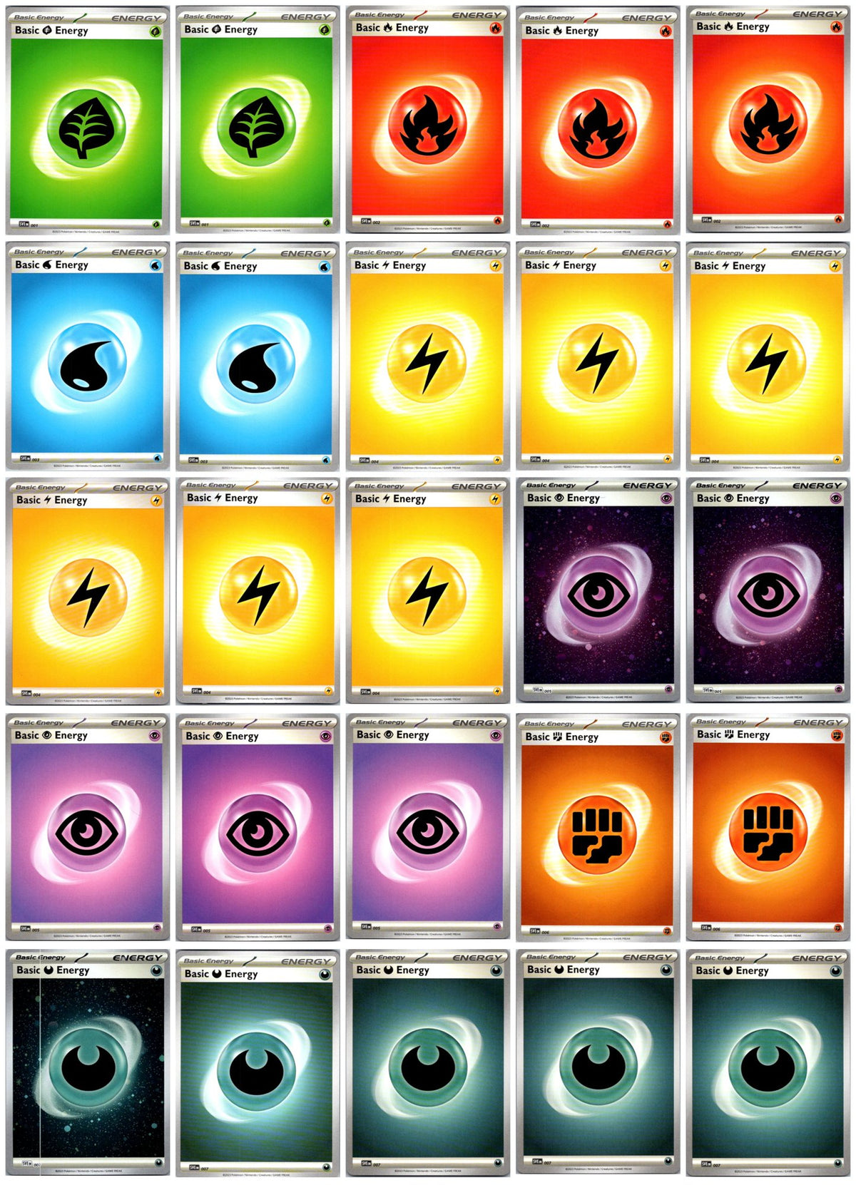 Scarlet & Violet Energies Pokémon Card Lot – 25 Cards (Basic Energy) #1 NM