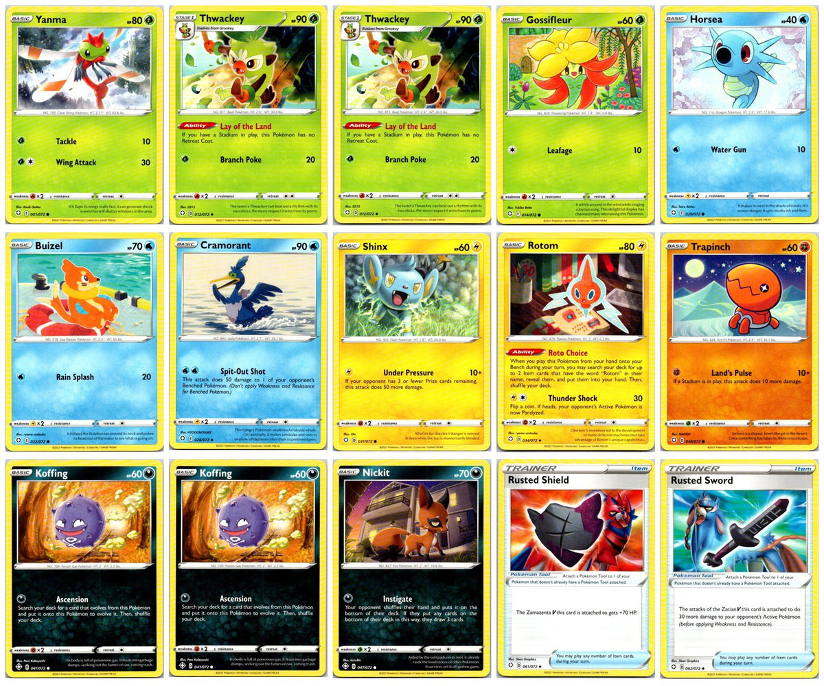 Shining Fates Pokémon Card Lot – 15 Cards (Commons, Uncommons & Reverse Holos) NM